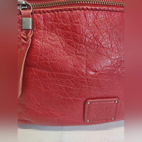 The Sak Red Leather Boho Hobo Backpack Tote Drawstring Purse Tons of Pockets - Picture 12 of 16
